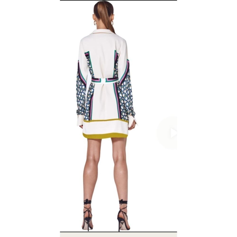 Alexis Stellar Long-Sleeve Shirt Mini Dress Belted Striped Sz M Cocktail Party - Picture 3 of 14